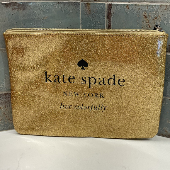 kate spade Handbags - Kate Spade New York Holiday Gold Glitter Pouch